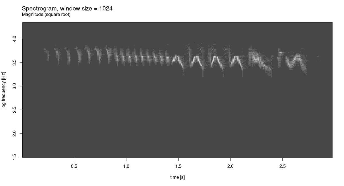 Figure 8: Chaffinch’s song, spectrogram.
